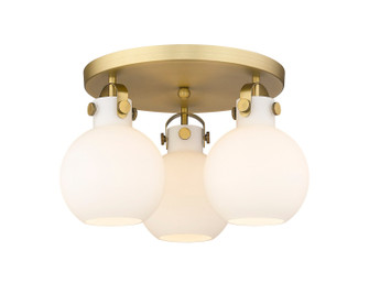 Downtown Urban Three Light Flush Mount in Brushed Brass (405|4103FBBG4107WH)