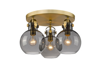 Downtown Urban Three Light Flush Mount in Brushed Brass (405|4103FBBG4107SM)