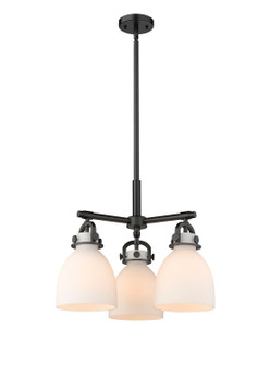 Downtown Urban Three Light Pendant in Matte Black (405|4103CRBKG4127WH)