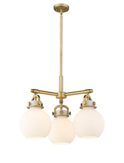 Downtown Urban Three Light Pendant in Brushed Brass (405|4103CRBBG4107WH)