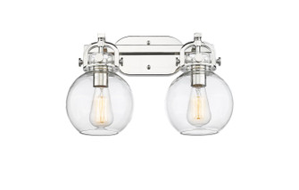 Downtown Urban Two Light Bath Vanity in Polished Nickel (405|4102WPNG4107CL)