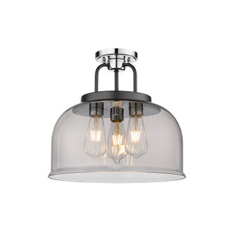 Downtown Urban Three Light Semi-Flush Mount in Black Polished Chrome (405|2393CBPCG23915SM)