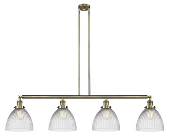 Franklin Restoration Four Light Island Pendant in Antique Brass (405|214ABG222)