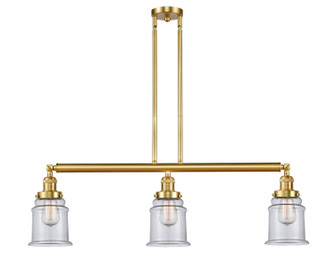 Franklin Restoration Three Light Island Pendant in Satin Gold (405|213SGG182) Franklin Restoration Three Light Island Pendant in Satin Gold (405|213SGG182)
