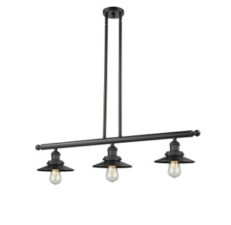 Franklin Restoration Three Light Island Pendant in Matte Black (405|213BKM6)