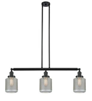 Franklin Restoration Three Light Island Pendant in Matte Black (405|213BKG262)