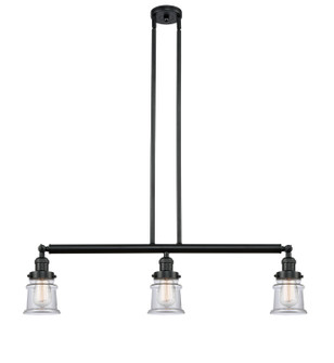 Franklin Restoration Three Light Island Pendant in Matte Black (405|213BKG182S)