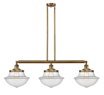 Franklin Restoration Three Light Island Pendant in Brushed Brass (405|213BBG542)