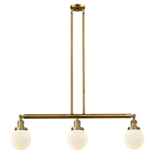 Franklin Restoration Three Light Island Pendant in Brushed Brass (405|213BBG2016) Franklin Restoration Three Light Island Pendant in Brushed Brass (405|213BBG2016)