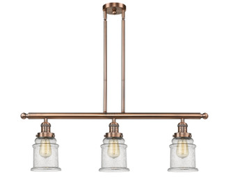 Franklin Restoration Three Light Island Pendant in Antique Copper (405|213ACG184) Franklin Restoration Three Light Island Pendant in Antique Copper (405|213ACG184)