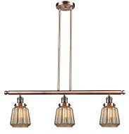 Franklin Restoration Three Light Island Pendant in Antique Copper (405|213ACG146)
