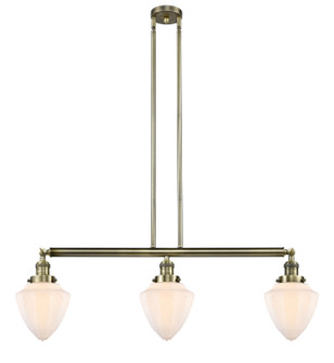 Franklin Restoration Three Light Island Pendant in Antique Brass (405|213ABG6617)