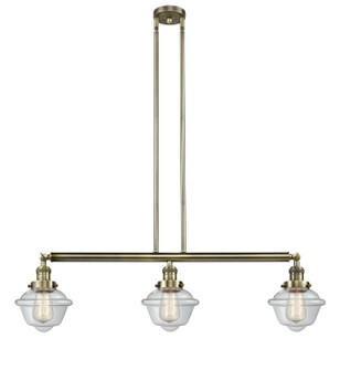 Franklin Restoration Three Light Island Pendant in Antique Brass (405|213ABG532)