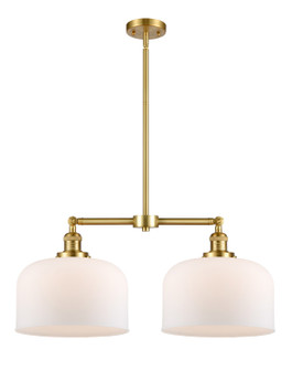 Franklin Restoration Two Light Island Pendant in Satin Gold (405|209SGG71L)