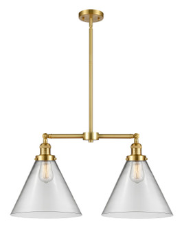 Franklin Restoration Two Light Island Pendant in Satin Gold (405|209SGG42L)