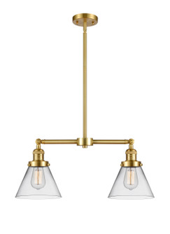 Franklin Restoration Two Light Island Pendant in Satin Gold (405|209SGG42)