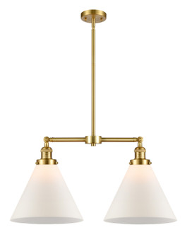 Franklin Restoration Two Light Island Pendant in Satin Gold (405|209SGG41L)