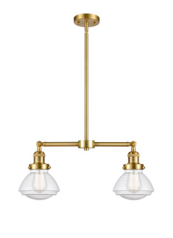 Franklin Restoration Two Light Island Pendant in Satin Gold (405|209SGG324)