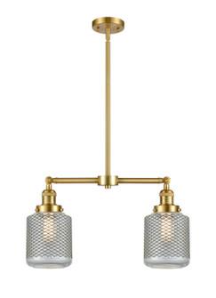 Franklin Restoration Two Light Island Pendant in Satin Gold (405|209SGG262)