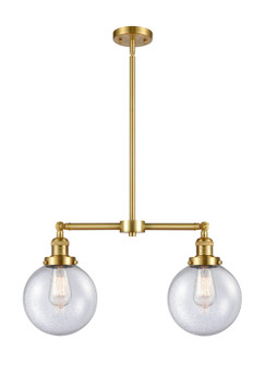 Franklin Restoration Two Light Island Pendant in Satin Gold (405|209SGG2048)