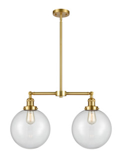 Franklin Restoration Two Light Island Pendant in Satin Gold (405|209SGG20210)