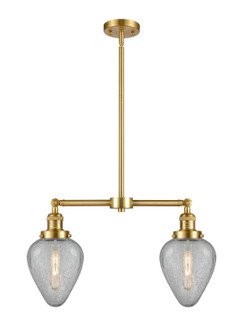 Franklin Restoration Two Light Island Pendant in Satin Gold (405|209SGG165)