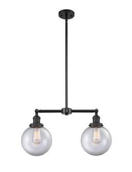 Franklin Restoration Two Light Island Pendant in Matte Black (405|209BKG2028)
