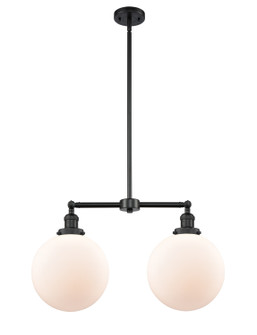 Franklin Restoration Two Light Island Pendant in Matte Black (405|209BKG20110)