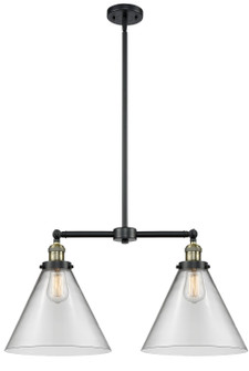 Franklin Restoration Two Light Island Pendant in Black Antique Brass (405|209BABG42L)