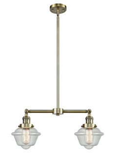 Franklin Restoration Two Light Island Pendant in Antique Brass (405|209ABG534)