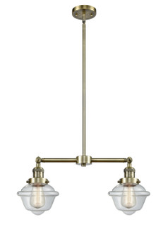 Franklin Restoration Two Light Island Pendant in Antique Brass (405|209ABG532)