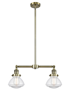 Franklin Restoration Two Light Island Pendant in Antique Brass (405|209ABG322)