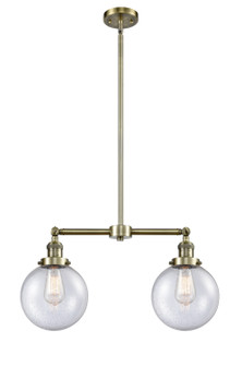 Franklin Restoration Two Light Island Pendant in Antique Brass (405|209ABG2048)