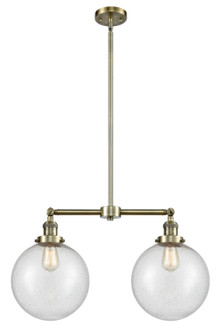 Franklin Restoration Two Light Island Pendant in Antique Brass (405|209ABG20410)