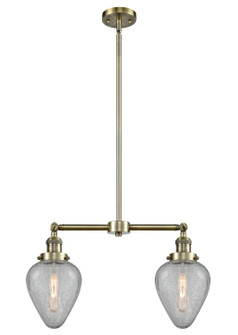 Franklin Restoration Two Light Island Pendant in Antique Brass (405|209ABG165)