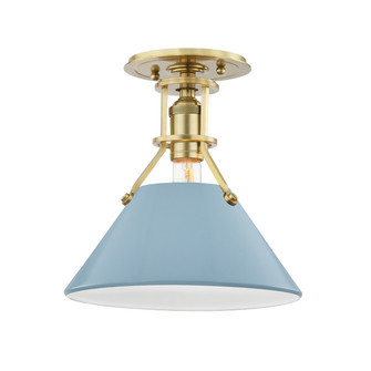 Painted No.2 One Light Semi Flush Mount in Aged Brass/Blue Bird (70|MDS353AGBBB)