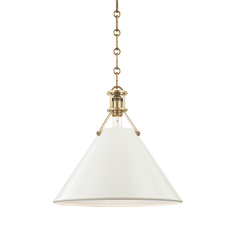 Painted No.2 One Light Pendant in Aged Brass/Off White (70|MDS352AGBOW)