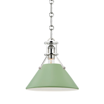 Painted No.2 One Light Pendant in Polished Nickel/Leaf Green (70|MDS351PNLFG)