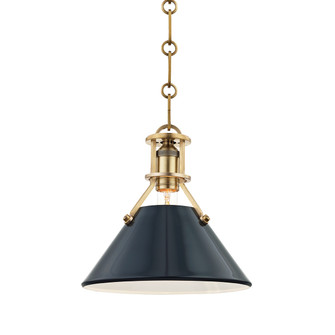 Painted No. 2 One Light Pendant in Aged Brass (70|MDS351AGBDBL)