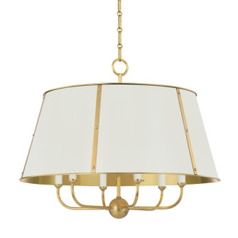 Cambridge Six Light Chandelier in Aged Brass/Off White (70|MDS121AGBOW)