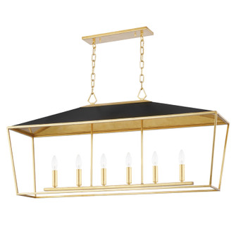 Paxton Six Light Island Pendant in Gold Leaf/Black (70|5748GLBK)