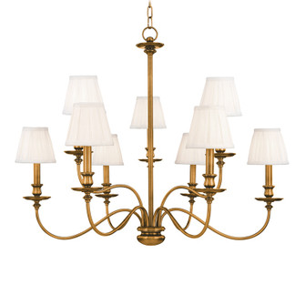 Menlo Park Nine Light Chandelier in Aged Brass (70|4039AGB)
