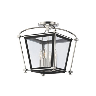 Hollis Four Light Semi Flush Mount in Polished Nickel (70|3610PN)