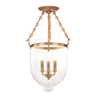 Hampton Three Light Semi Flush Mount in Aged Brass (70|253AGBC1)