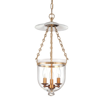Hampton Three Light Pendant in Aged Brass (70|252AGBC1)