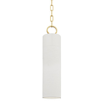 Brookville One Light Pendant in Aged Brass/Soft Off White (70|2384AGBWH) Brookville One Light Pendant in Aged Brass/Soft Off White (70|2384AGBWH)