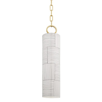 Brookville One Light Pendant in Aged Brass/Stripe Combo (70|2384AGBST)