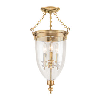 Hanover Three Light Semi Flush Mount in Aged Brass (70|141AGB)