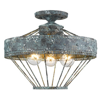 Ferris Three Light Semi-Flush Mount in Blue Verde Patina (62|7856SFVP)