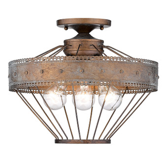 Ferris Three Light Semi-Flush Mount in Copper Patina (62|7856SFCP)
